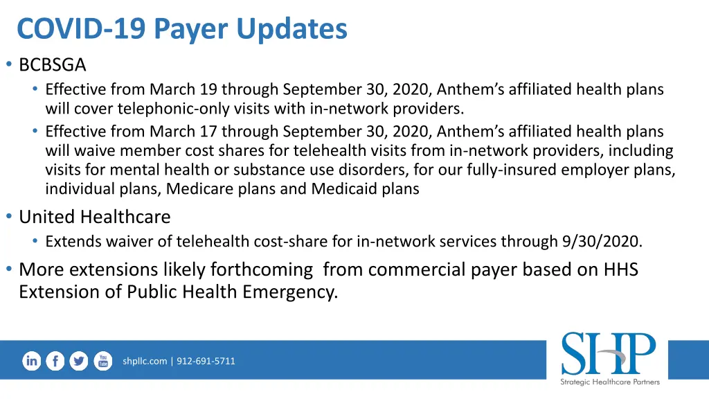 covid 19 payer updates bcbsga effective from
