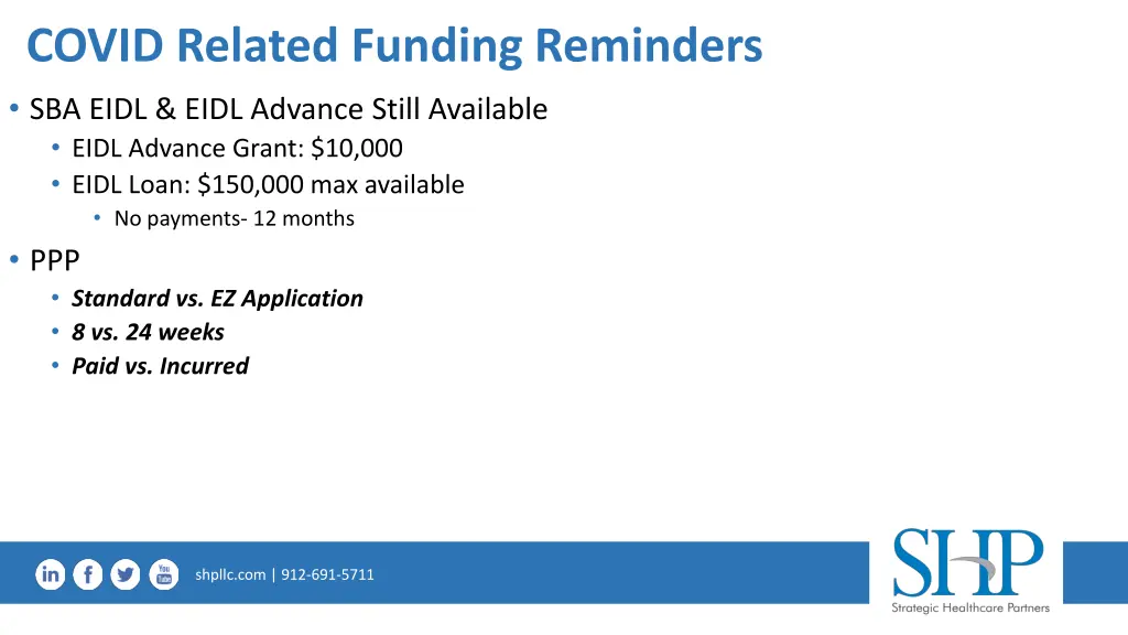 covid related funding reminders sba eidl eidl