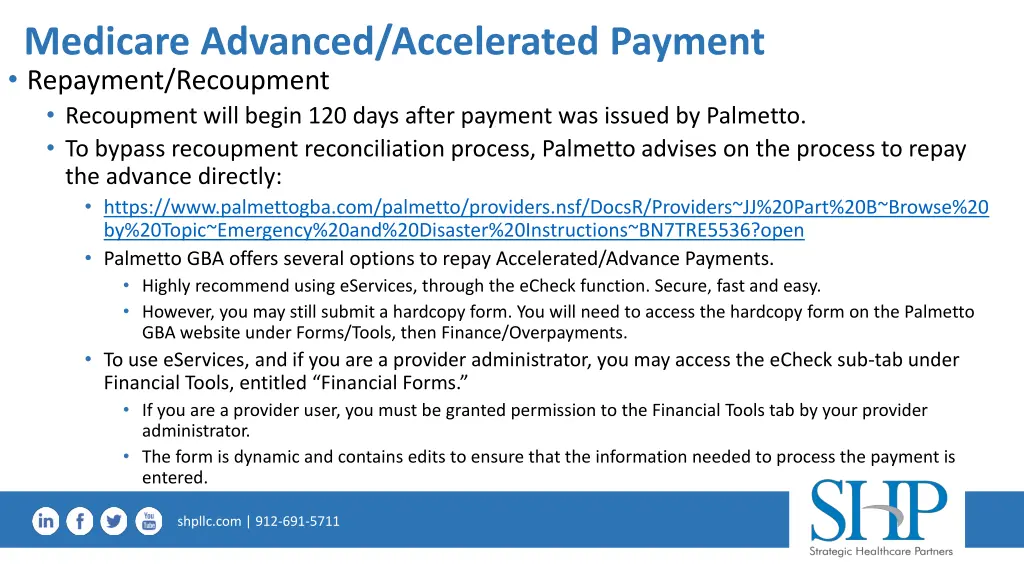 medicare advanced accelerated payment repayment