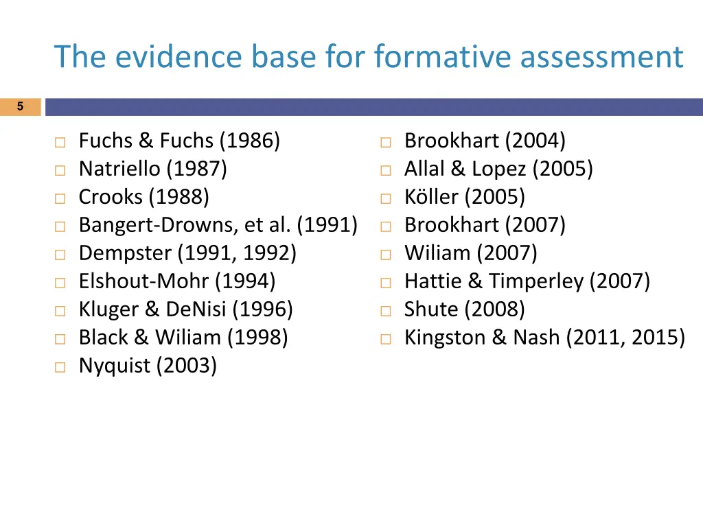 the evidence base for formative assessment