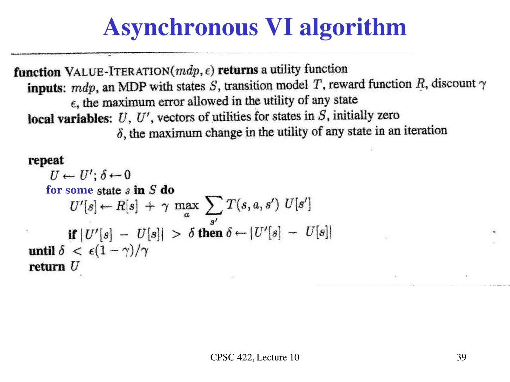 asynchronous vi algorithm