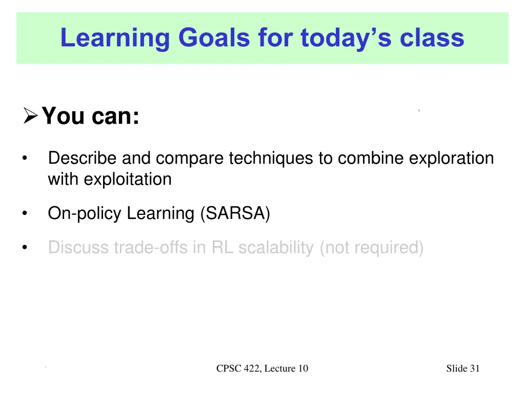 learning goals for today s class