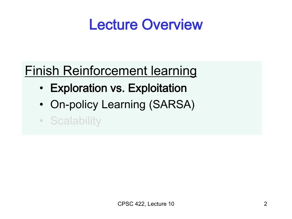 lecture overview lecture overview