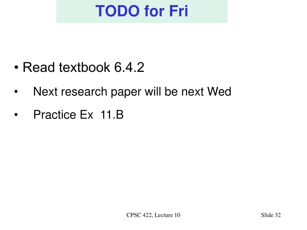todo for fri