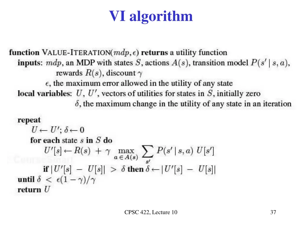 vi algorithm