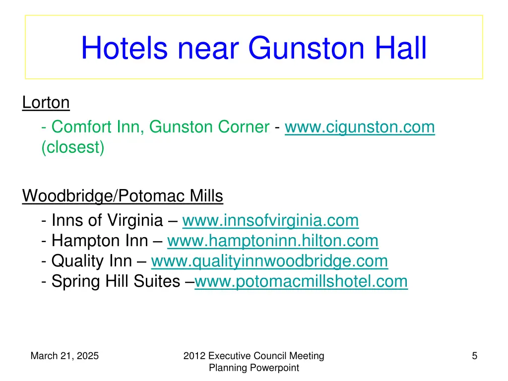 hotels near gunston hall