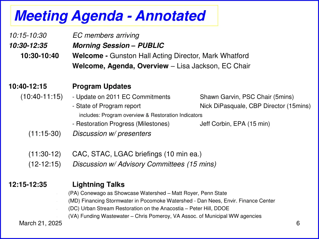 meeting agenda annotated