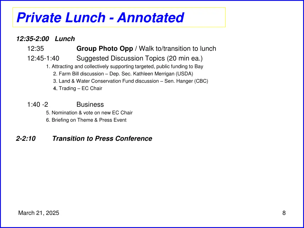 private lunch annotated