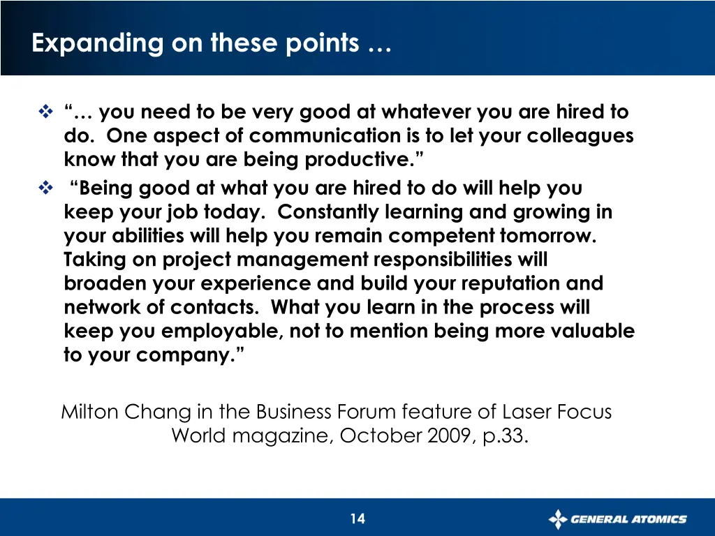 expanding on these points