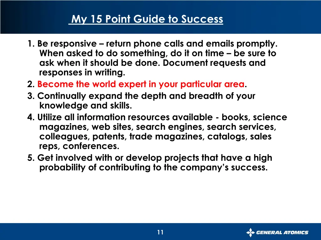 my 15 point guide to success