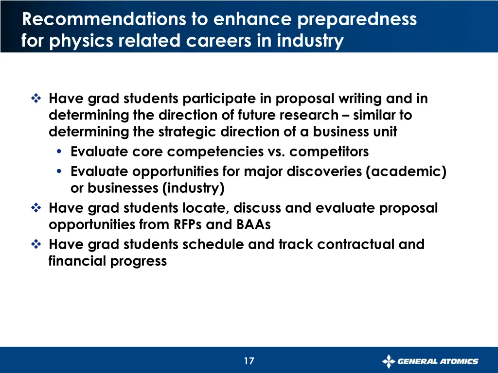 recommendations to enhance preparedness