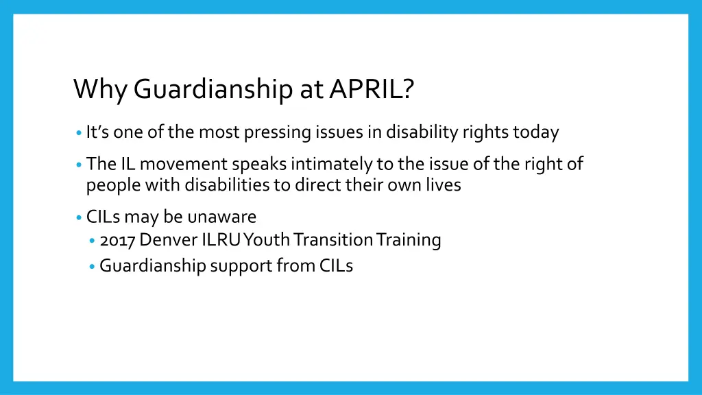 why guardianship at april