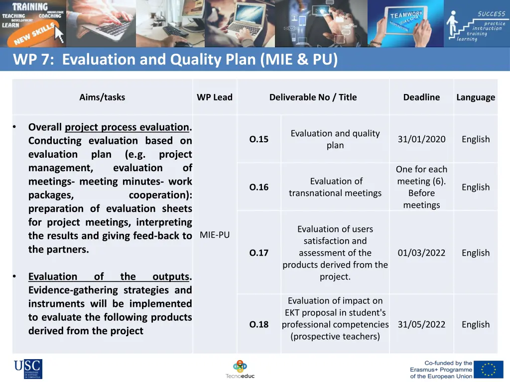 wp 7 evaluation and quality plan mie pu