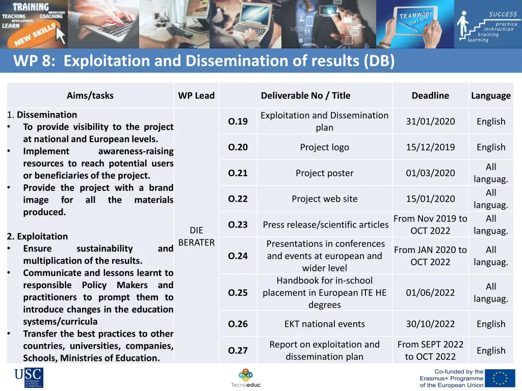 wp 8 exploitation and dissemination of results db