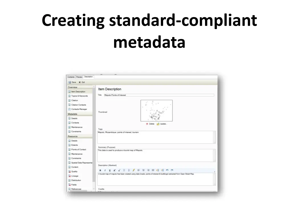 creating standard compliant metadata 1