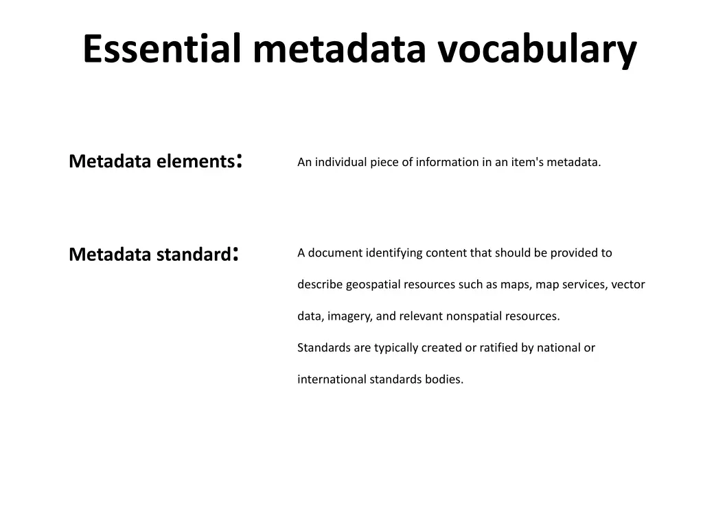 essential metadata vocabulary