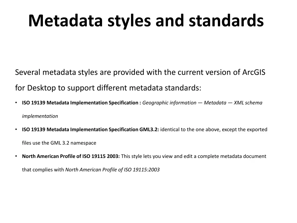 metadata styles and standards 2