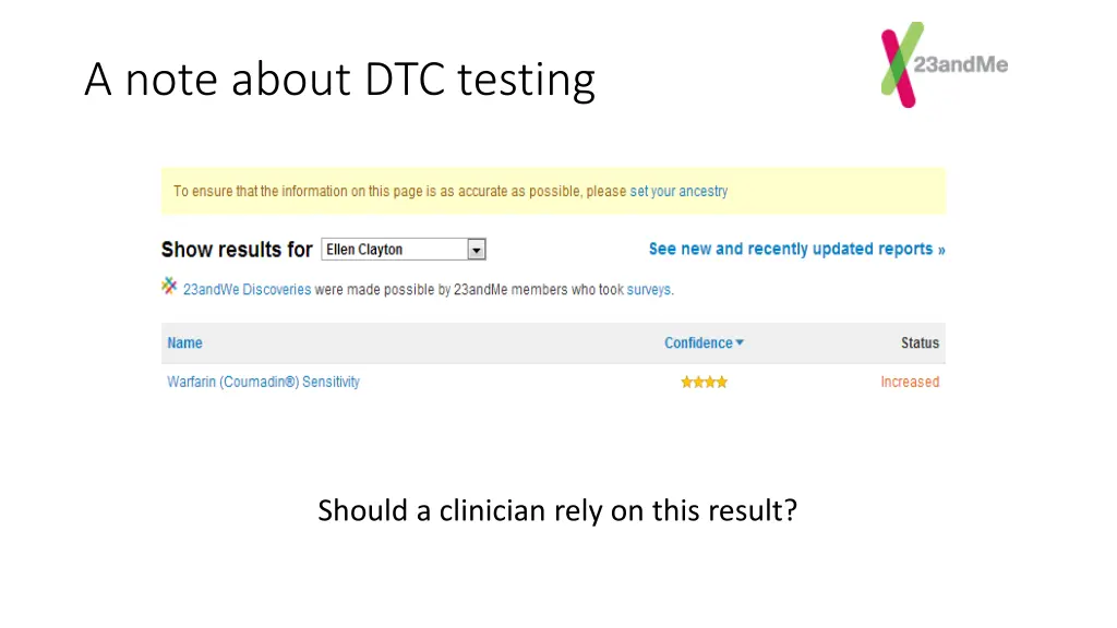 a note about dtc testing