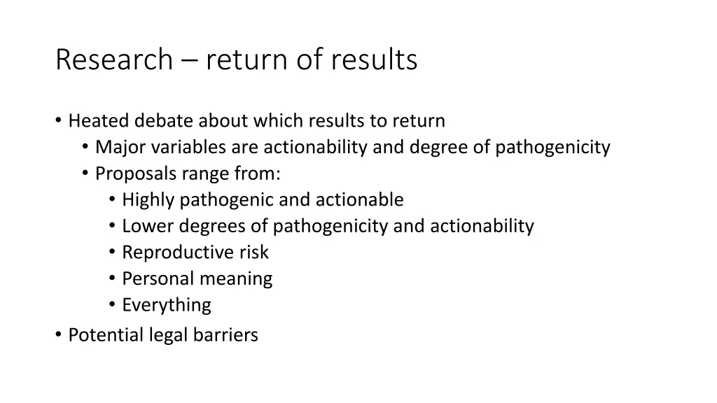 research return of results 1