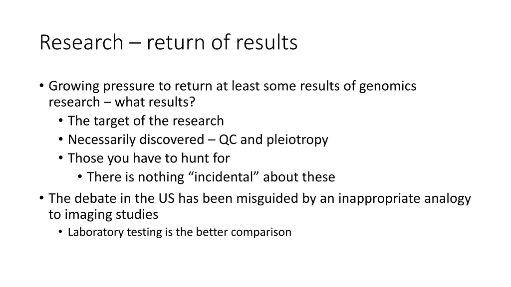 research return of results