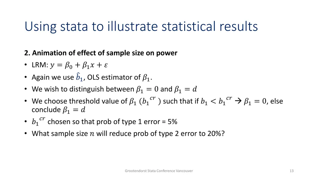 using stata to illustrate statistical results 1