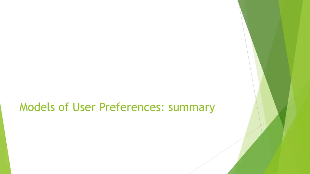models of user preferences summary