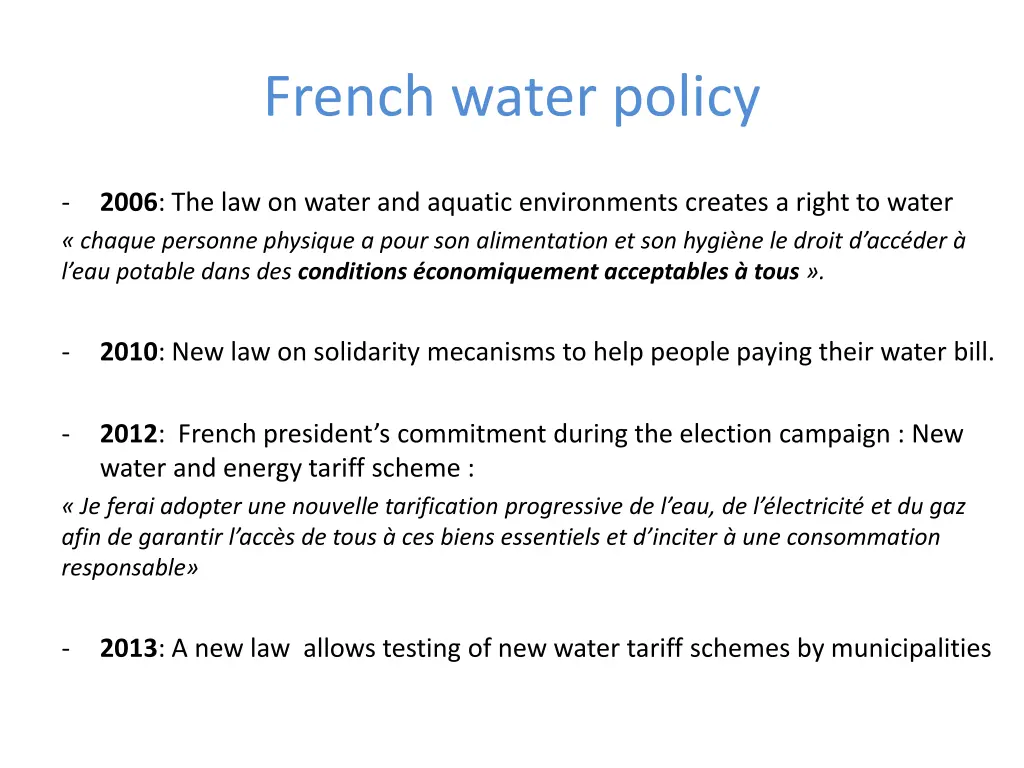 french water policy