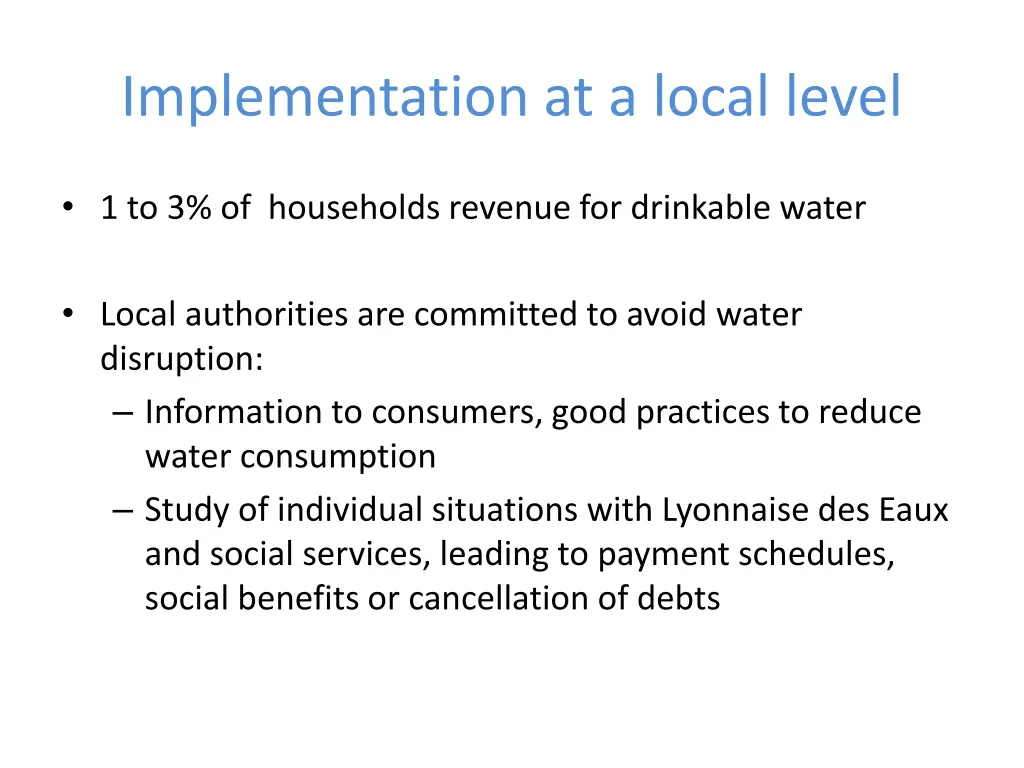 implementation at a local level