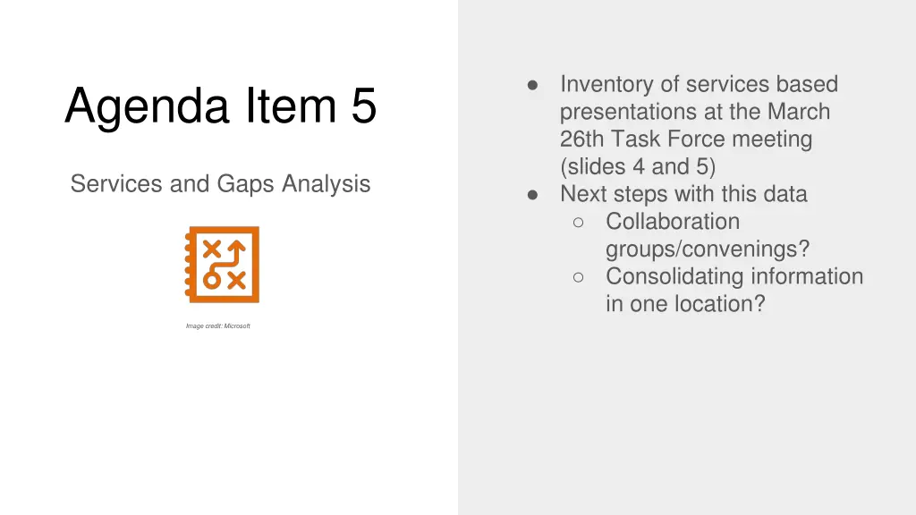 inventory of services based presentations