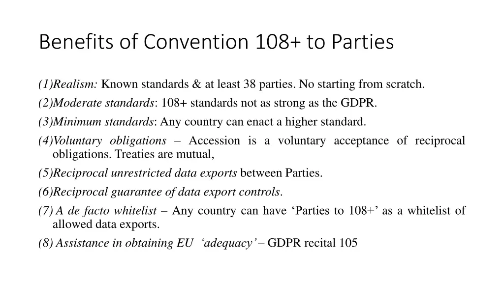 benefits of convention 108 to parties