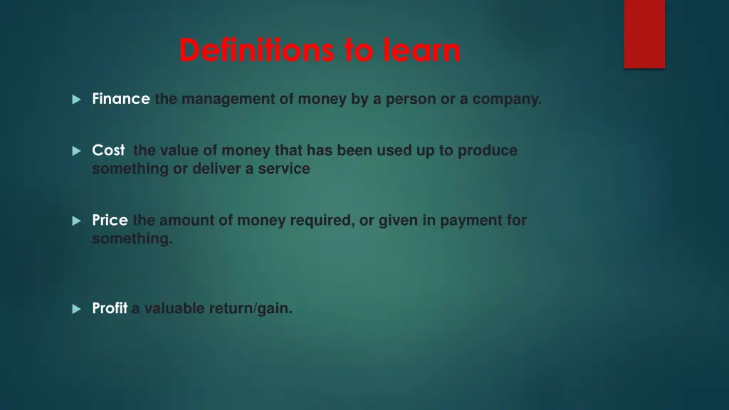 definitions to learn 1