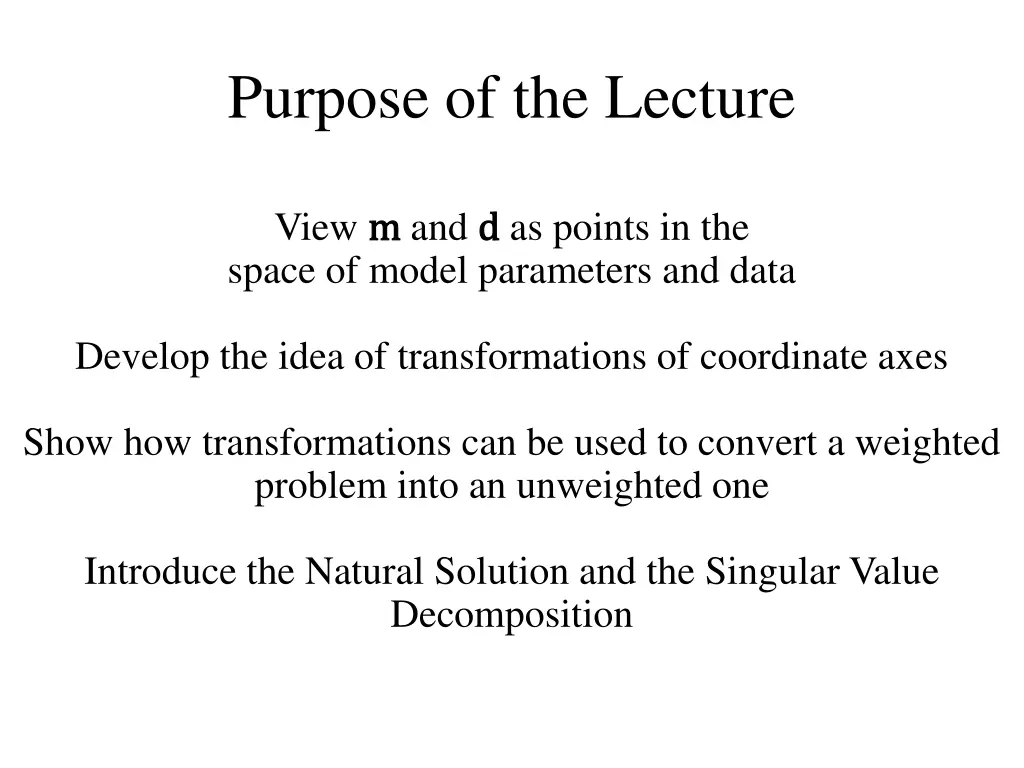 purpose of the lecture