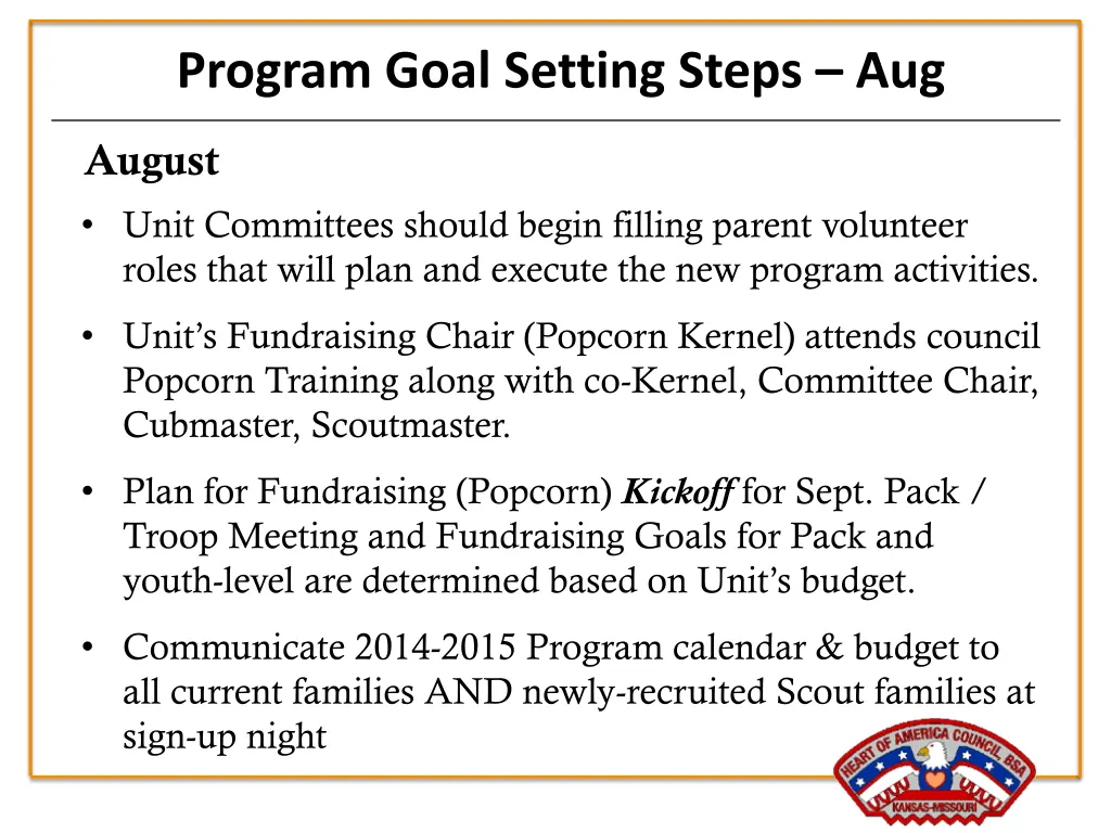 program goal setting steps aug
