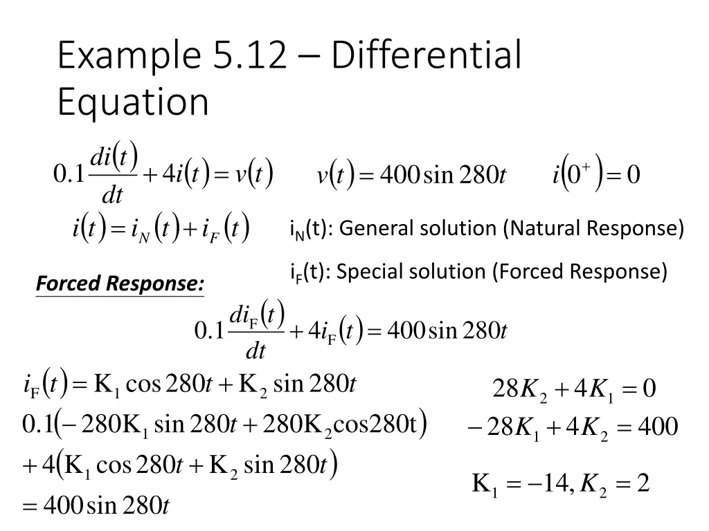 example 5 12 differential equation t v t i dt 1