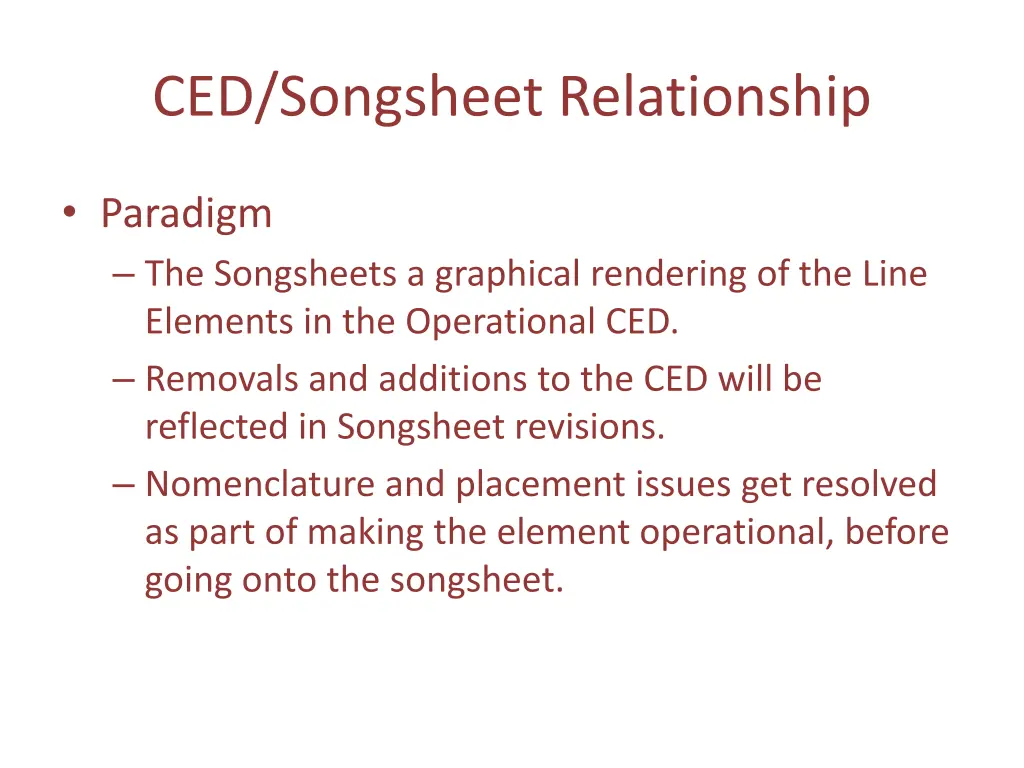 ced songsheet relationship