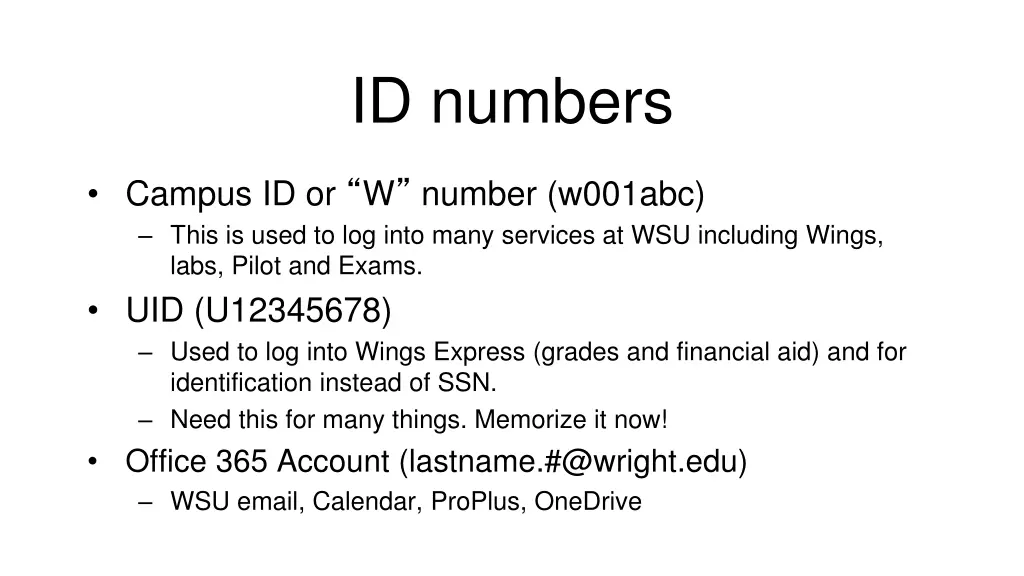 id numbers