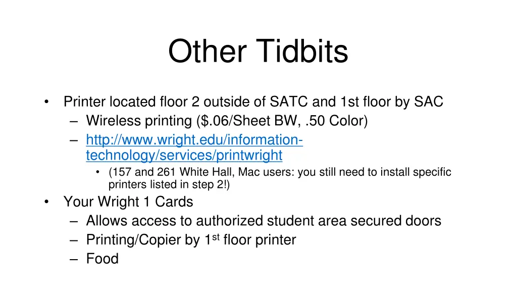 other tidbits