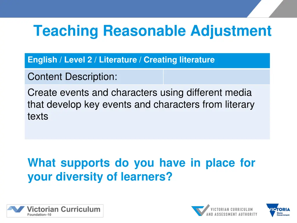 teaching reasonable adjustment
