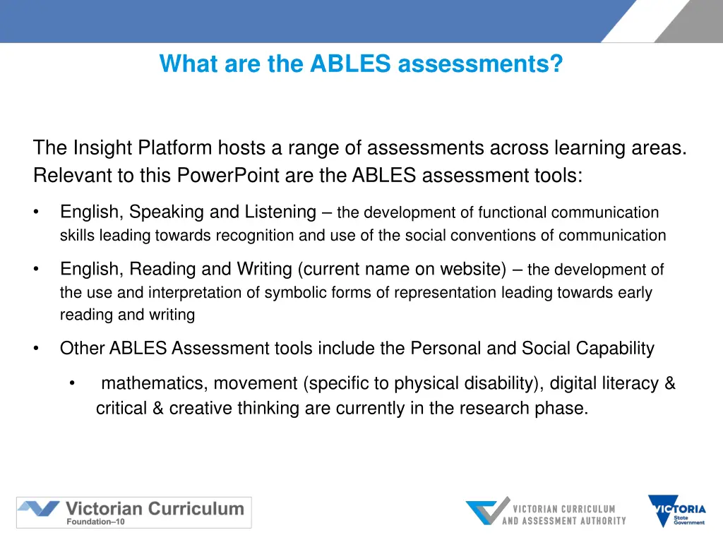 what are the ables assessments