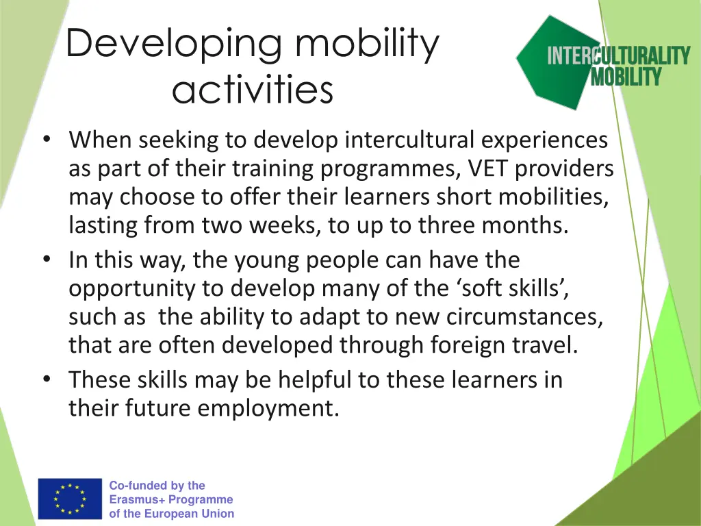 developing mobility activities when seeking