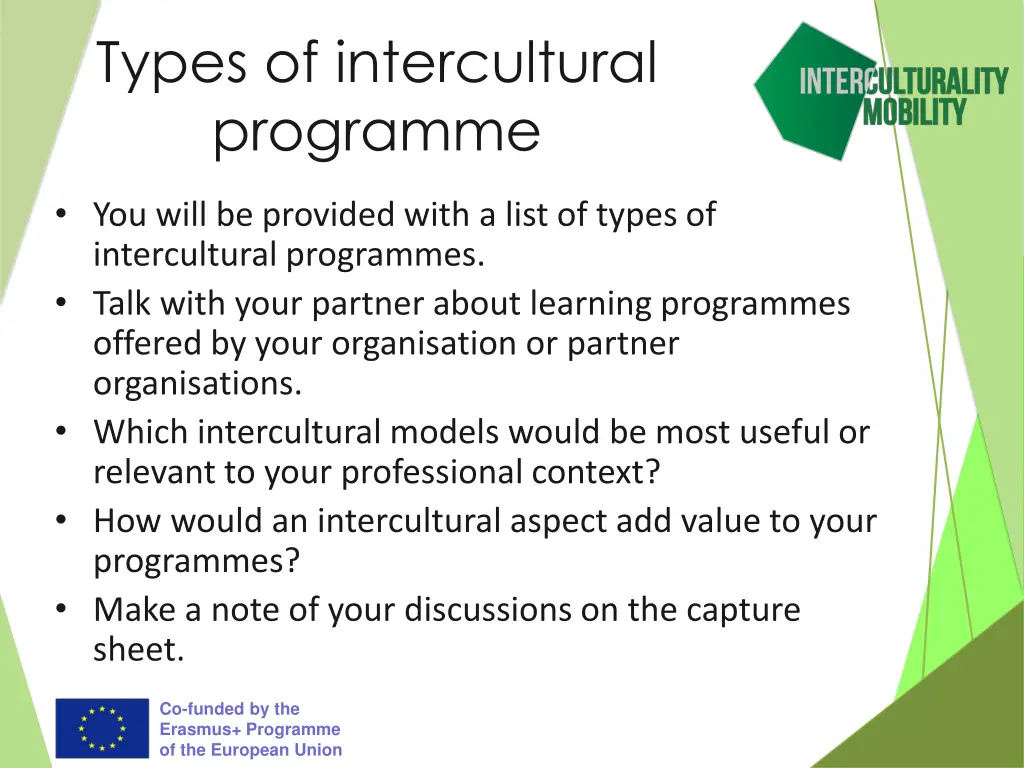 types of intercultural programme