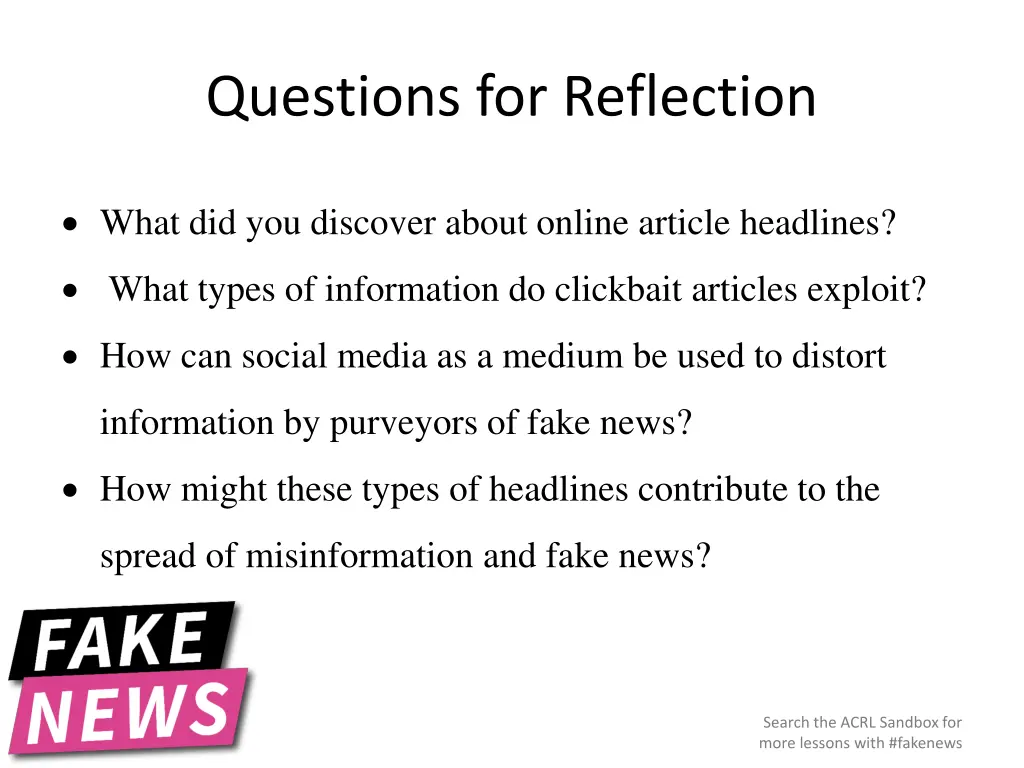 questions for reflection