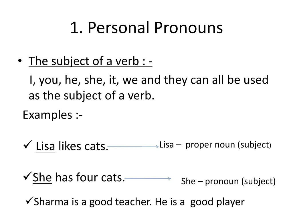 1 personal pronouns