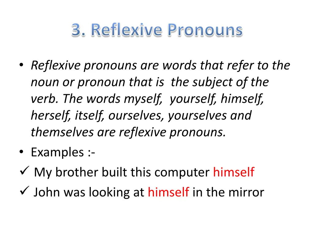 3 reflexive pronouns