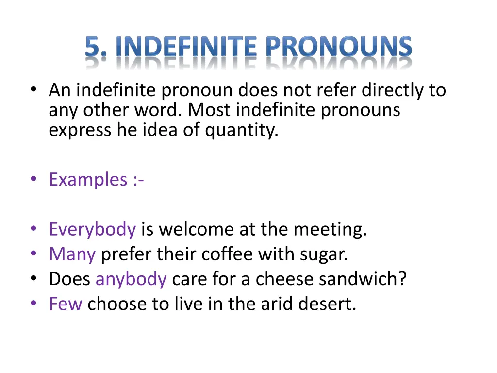an indefinite pronoun does not refer directly