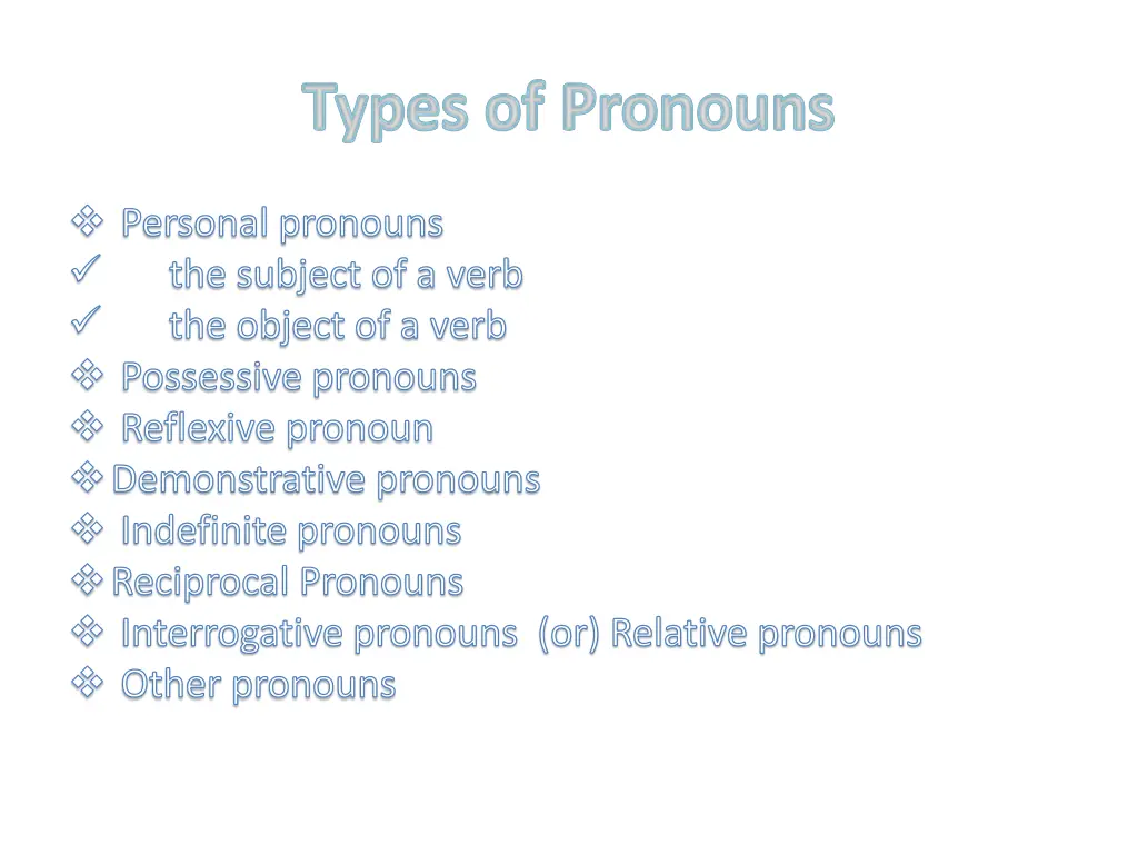 personal pronouns the subject of a verb