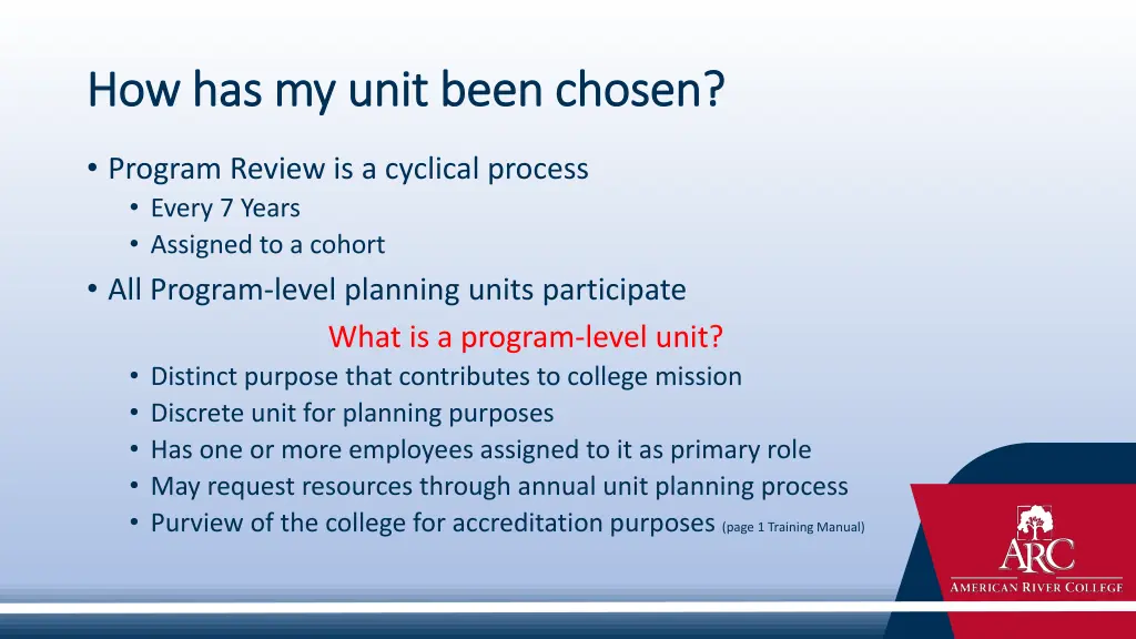 how has my unit been chosen how has my unit been