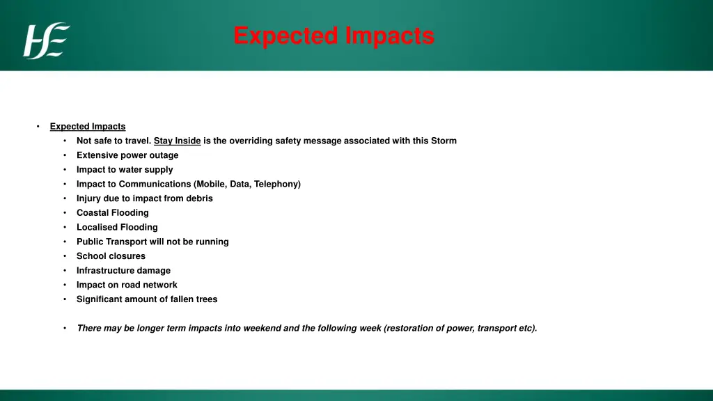 expected impacts
