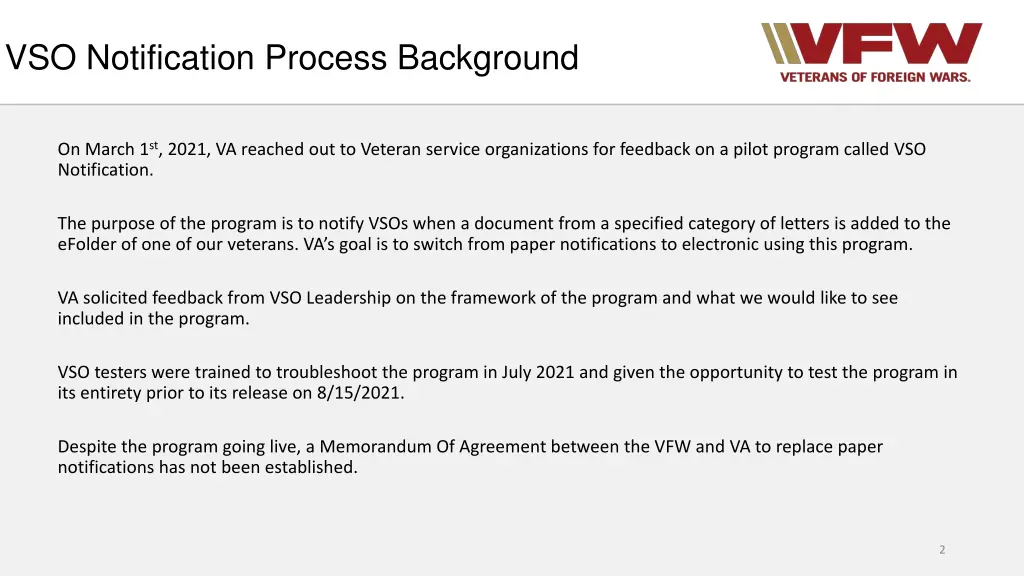 vso notification process background