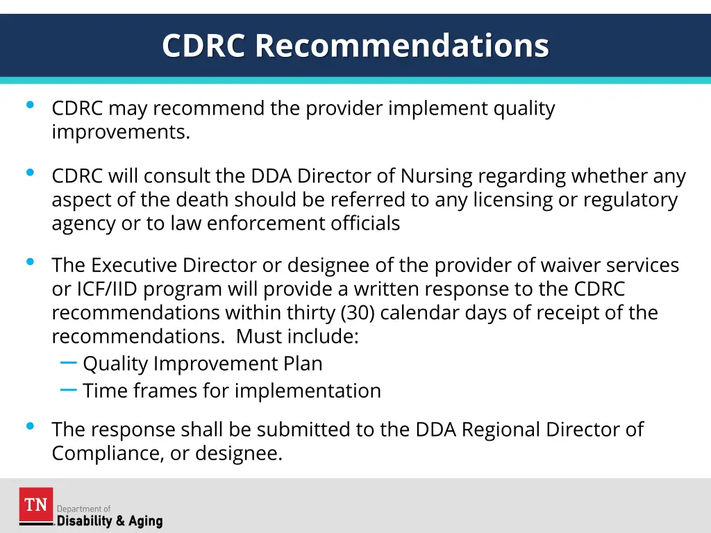 cdrc recommendations